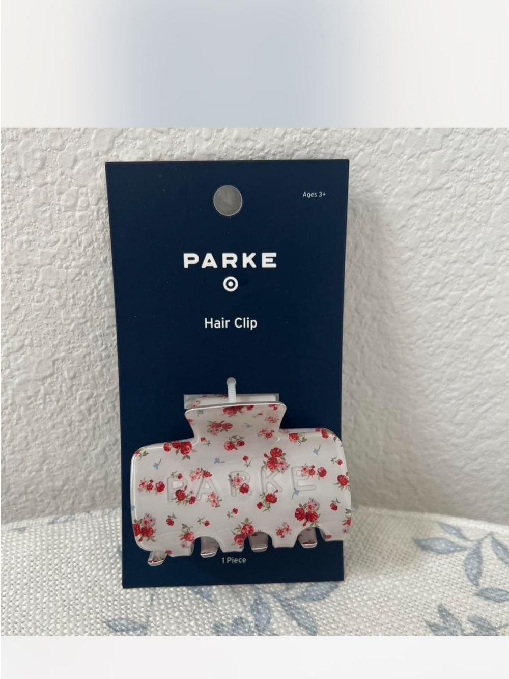 PARKE White Hair Claw with Red Floral Print